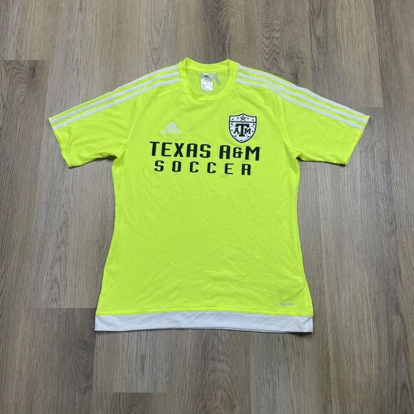 Texas A&M Aggies Shirt Mens Medium Yellow NCAA Soccer Climalite Training Adidas - Picture 1 of 9